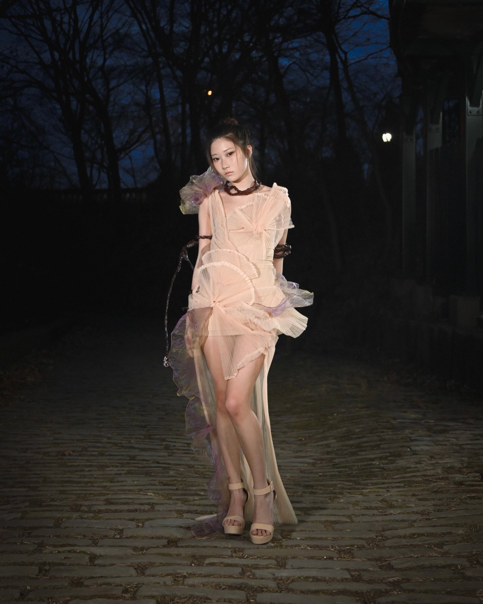 Peach pleated look from Balance