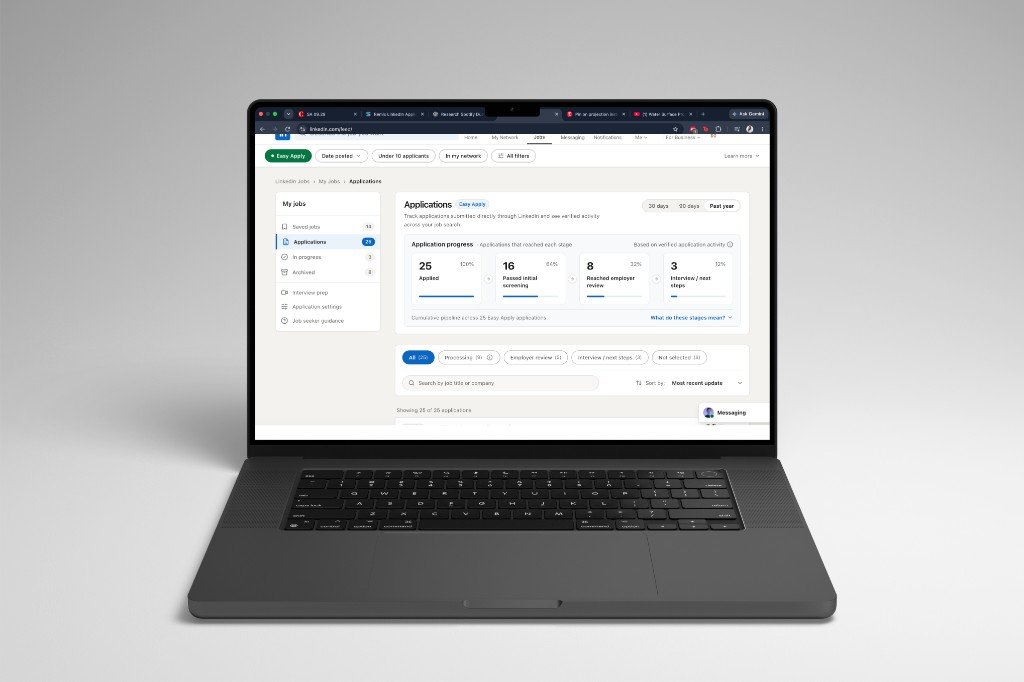 LinkedIn Easy Apply redesign shown on a laptop